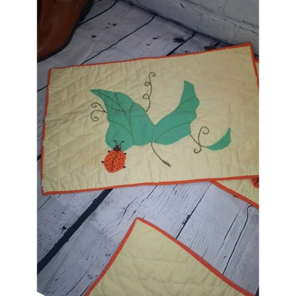 Handmade Ladybug Quilted‎ Placemat Set 5 Piece Table Decor Changing Pad Bassinet
